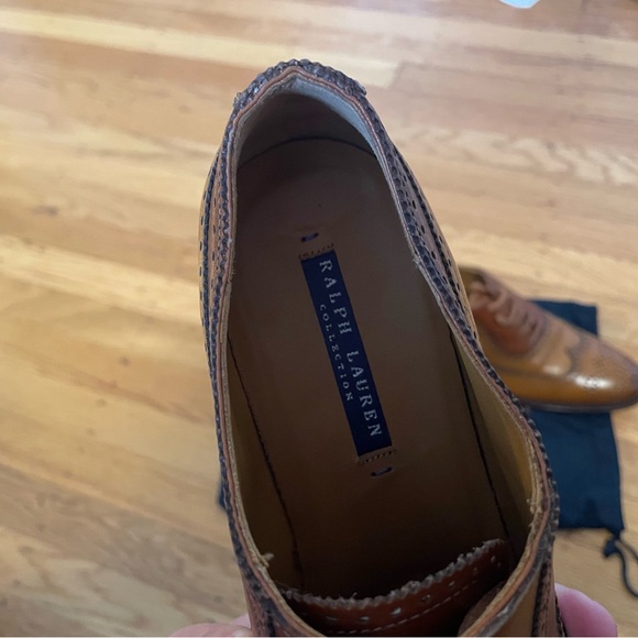 RALPH LAUREN Wingtip Oxford Loafer Shoes - Size 8.5 B - Made in Italy - Picture 12 of 14
